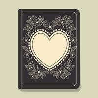 Floral Ground Heart Shape Pattern of Book Cover, Template, Diary Design. vector