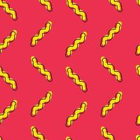 Seamless Pattern Of Memphis Zigzag Line Background In Yellow And Red Color. vector