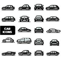 varios tipos de coche icono en negro y blanco color. vector