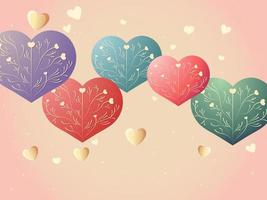 Beautiful Colorful Heart Shapes Decorated Background. Love Concept. vector