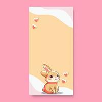 Love Concept With Cute Bunny Or Rabbit Sitting Pose With Fly Hearts On Beige Fluid Background And Copy Space. Love Or Valentine's Day Concept. vector