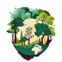 Vector Illustration of Nature Landscape Background.