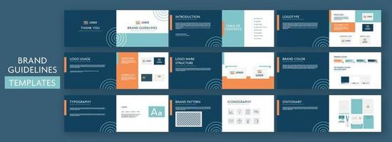 Landscape Brand Guidelines Templates Presentation On Blue Background. vector