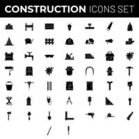 Flat Style Construction Icon Set in BW Color. vector