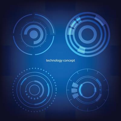 technology concept. HUD Circle User interface on blue background. circle elements for data infographics. set of sci fi modern user interface elements.