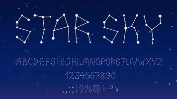 Star space font type, starry galaxy typeface vector