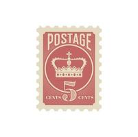 Antique postcard, mail postage stamp with crown vector