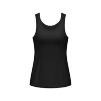 Woman black sleeveless tank top front view, vector