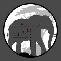 Elephant silhouette target, safari hunting vector