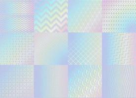 Hologram texture patterns, foil rainbow gradient vector