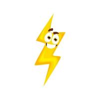 Cartoon lightning character, whimsical funny bolt vector