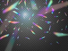 Holographic falling confetti with bokeh light vector