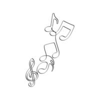 Music notes. One line art. Musical symbol. Hand drawn vector illustration.