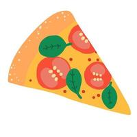 Illustration of a slice of pizza with tomatoes and cheese vector