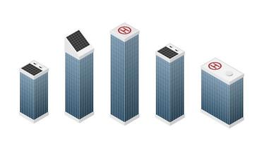 conjunto de isométrica moderno blanco rascacielos vector