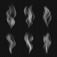 Set of vector transparent gray smoke.