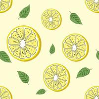 Lemon and Leaves Pattern Illustration vector