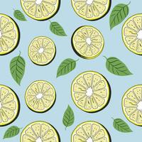 Vintage Half Drop Lemon and Leaves Pattern vector