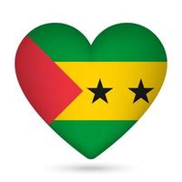 Sao Tome and Principe flag in heart shape. Vector illustration.