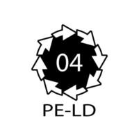 símbolo de código de reciclaje pe-ld 04. Signo de polietileno de baja densidad de vector de reciclaje de plástico.