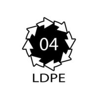 LDPE 04 recycling code symbol. Plastic recycling vector low density polyethylene sign.