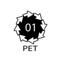 PET 01 recycling code symbol. Plastic recycling vector polyethylene sign.