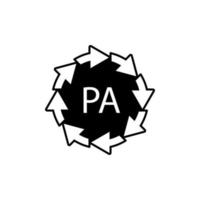 Plastic recycling symbol PA polyamide, vector illustration