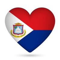 Sint Maarten flag in heart shape. Vector illustration.