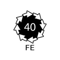 símbolo de reciclaje de plástico fe 40, envoltura de plástico. ilustración vectorial vector
