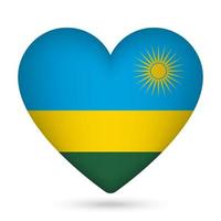 Rwanda flag in heart shape. Vector illustration.