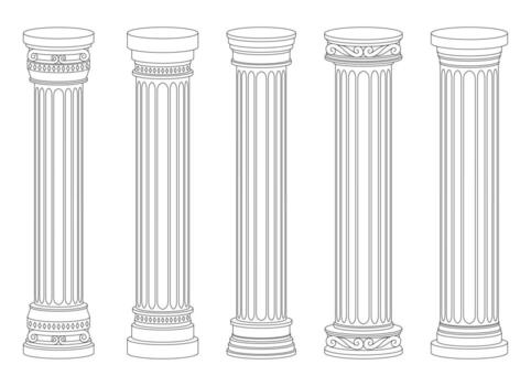 Ancient columns vector design illustration isolated on background