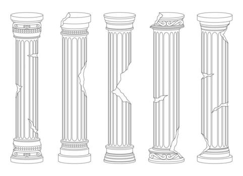 Ancient columns vector design illustration isolated on background