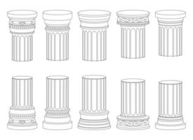 Ancient columns vector design illustration isolated on background