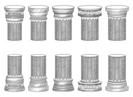 Ancient columns vector design illustration isolated on background