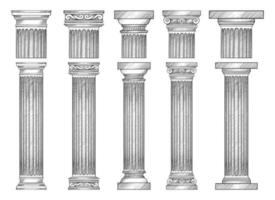 Ancient columns vector design illustration isolated on background