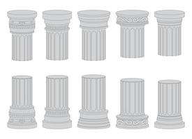 Ancient columns vector design illustration isolated on background