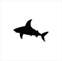 Swimming one shark silhouette vector art.