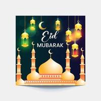 Vector Eid Mubarak Design Background For Greeting Moment On Social Post