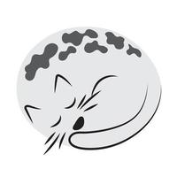 Sleeping gray cat in the shape of an oval. pet. clip art, logo, design vector