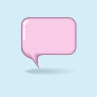 3d render pink rectangle speech bubble message on blue. bubble chat, cartoon style, icon vector