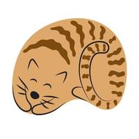 Red tabby cat in the shape of an oval. Sleeping pet. clip art, logo, design vector