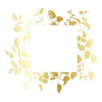 de moda oro tropical hojas de diferente enredaderas con cuadrado de blanco hoja. tarjeta con exótico hojas marco de lians. vector