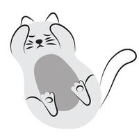 gris gato en el forma de un oval. dormido mascota con extendido patas acortar arte, logo, diseño vector