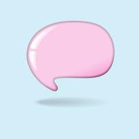 3d render pink round speech bubble message on blue. bubble chat, cartoon style, icon vector