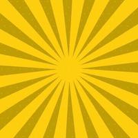 Yellow comic book page background in pop art style with empty space. Template with rays, dots and halftone effect texture. Vector illustration