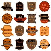 insignias y etiquetas vectoriales de venta de viernes negro. conjunto de pegatinas y pancartas de viernes negro. vector