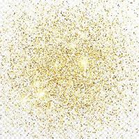 Gold glitter confetti backdrop isolated on white background. Celebratory texture with shining light effect. Vector illustration.