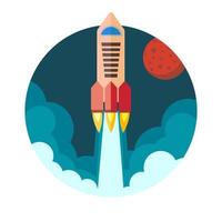 Space rocket ship launch. Vector illustration.