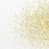 Gold glitter confetti backdrop isolated on white background. Celebratory texture with shining light effect. Vector illustration.