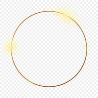 Gold glowing circle frame isolated on background. Shiny frame with glowing effects. Vector illustration.